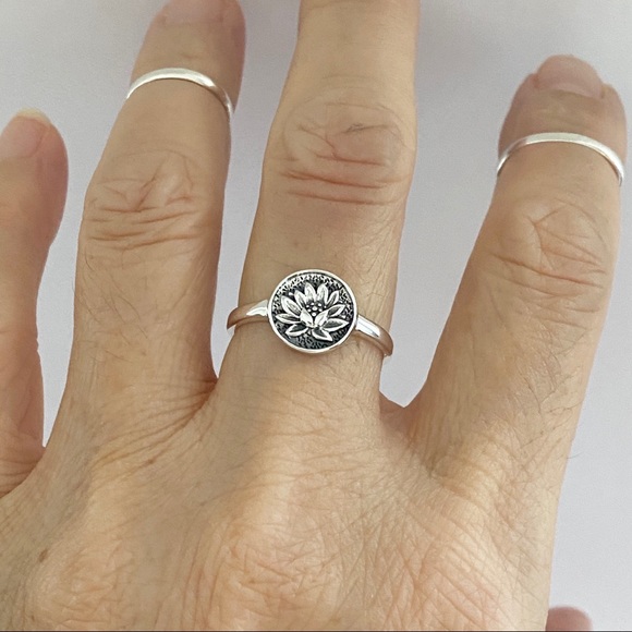 Sterling Silver Bloom Lotus Ring, Flower Rings, Spirit Flowers, Floral - Picture 4 of 13